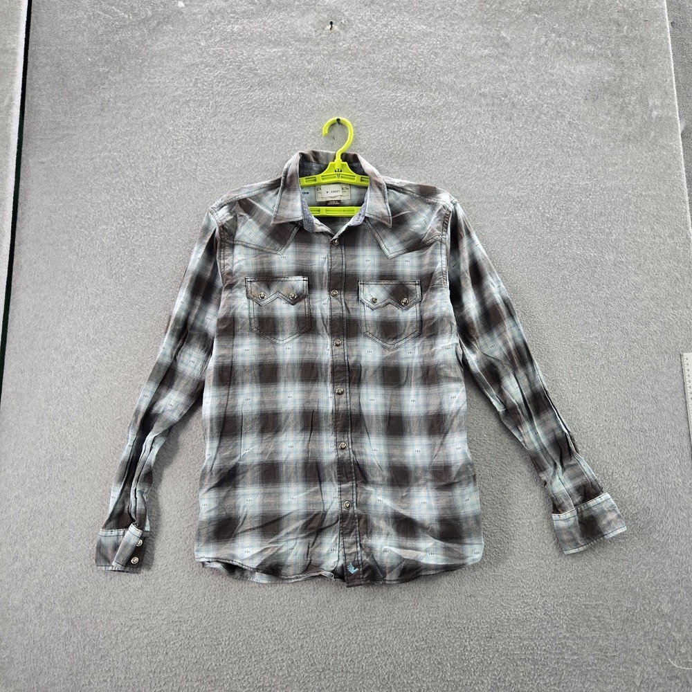 Cody James Men Button Up‎ Shirt S Brown Plaid Western Snap Westerncore
